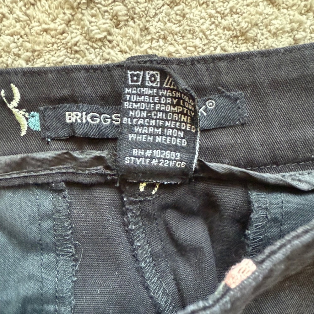 Briggs New York Womens Black Floral Embroidered Crop Chino Pants Size 8 221FCG - Picture 4 of 7
